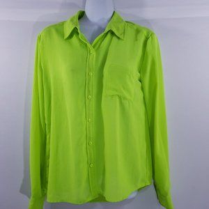 Kut From The‎ Kloth Womens Top Button Up Chartreuse